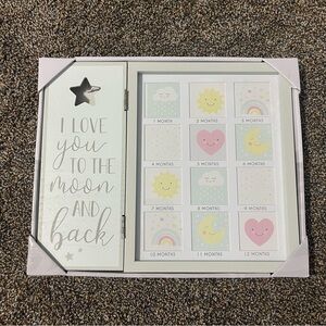NIB Malden I Love You to the Moon and Back baby 12 month milestone photo frame